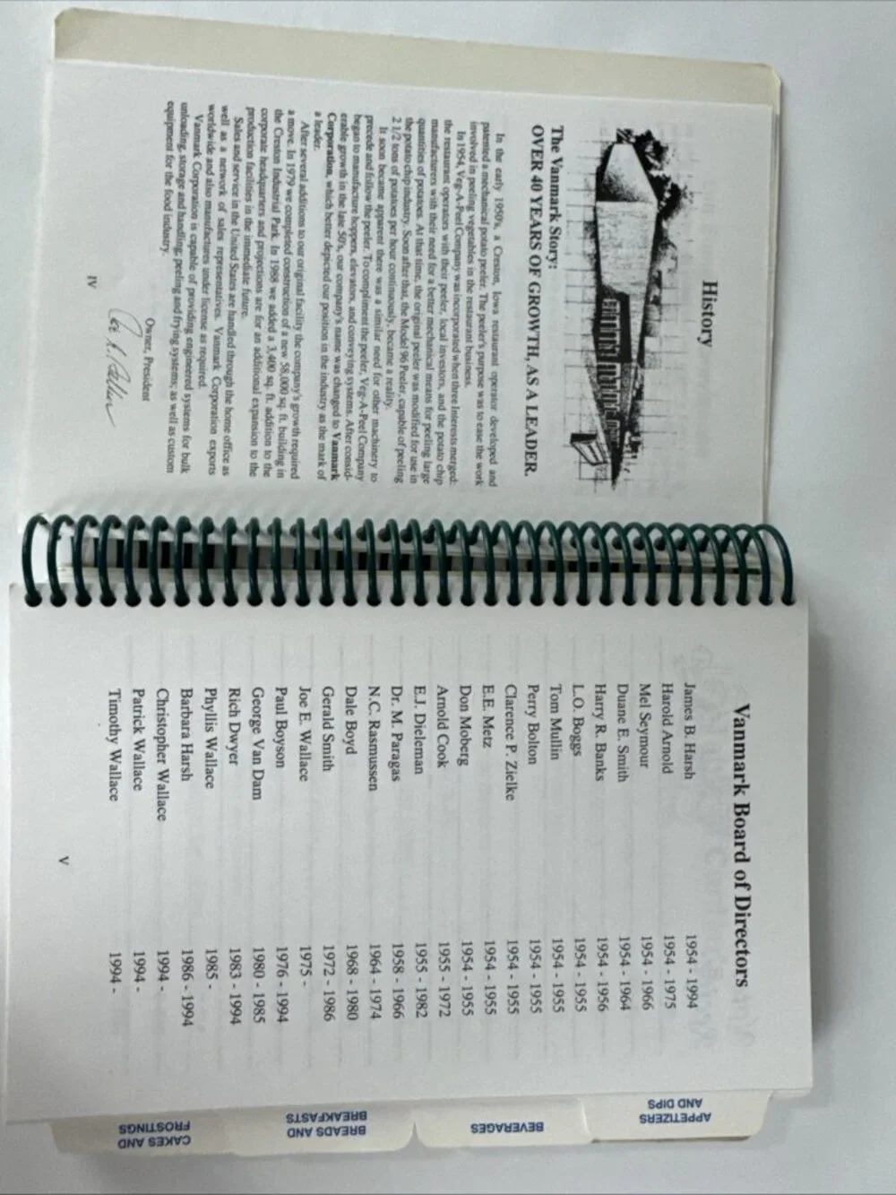 1997 Vanmark and Friends Culinary Classics Cookbook Iowa corporation Wallace